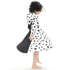 Enfant 2021 Cruella Robe Noire & Blanche Enfant Cosplay Costume
