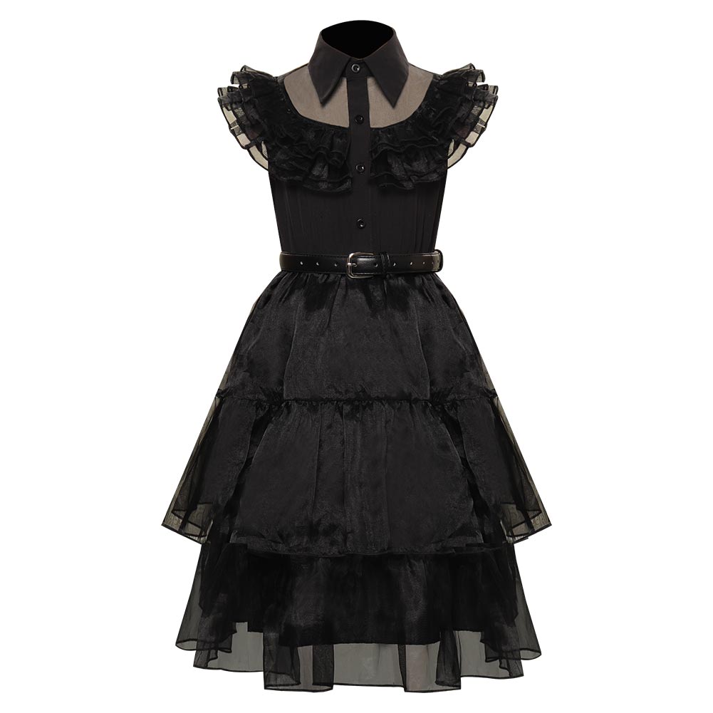 Enfant La Famille Addams 2 Mercredi Boule Noir Robe Cosplay Costume Carnaval