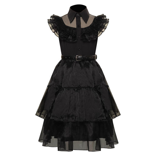 Enfant La Famille Addams 2 Mercredi Boule Noir Robe Cosplay Costume Carnaval
