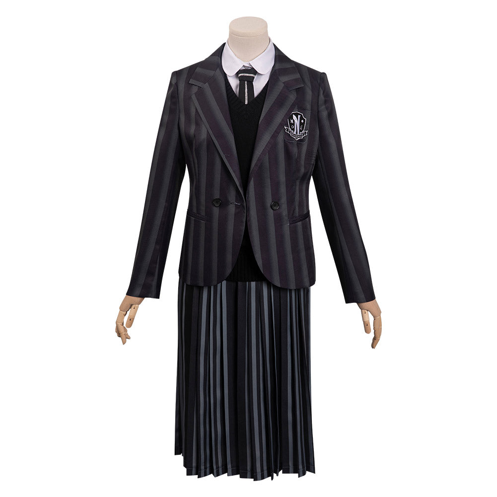 Enfant La Famille Addams 2 Mercredi Cosplay Costume Uniforme Ecole Carnaval