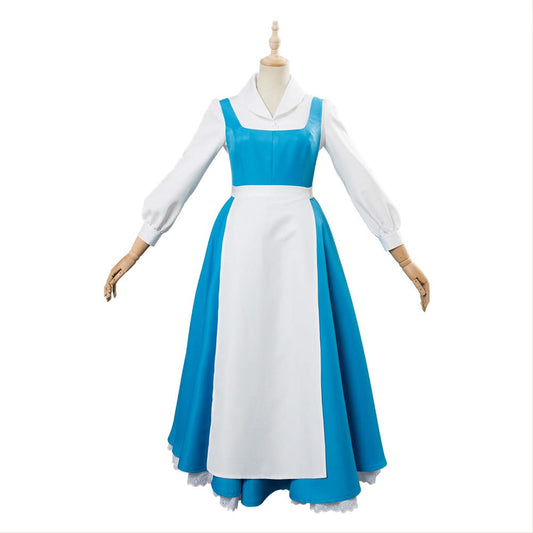 La Belle et La Bête Belle Robe et Tablier Cosplay Costume Bleu