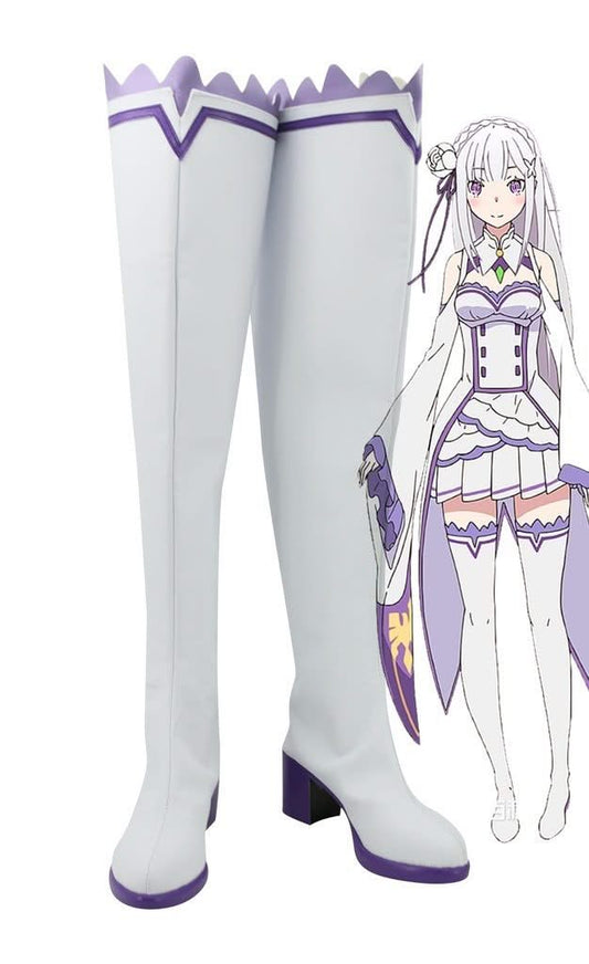Hajimeru Isekai Seikatsu Emilia Stiefel Bottes Cosplay Chaussures