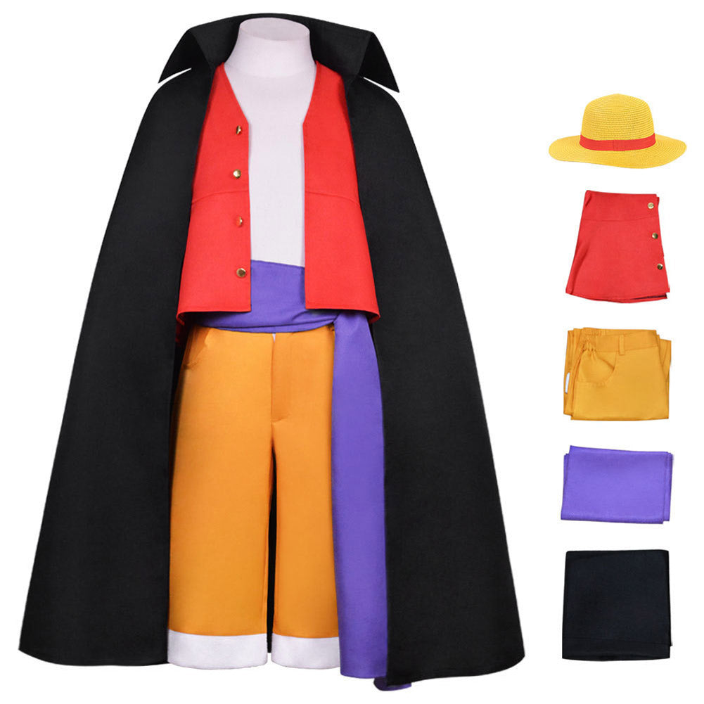 Anime One Piece Luffy Enfant Cosplay Costume Cinq Pièces