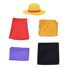 Anime One Piece Luffy Enfant Cosplay Costume Cinq Pièces