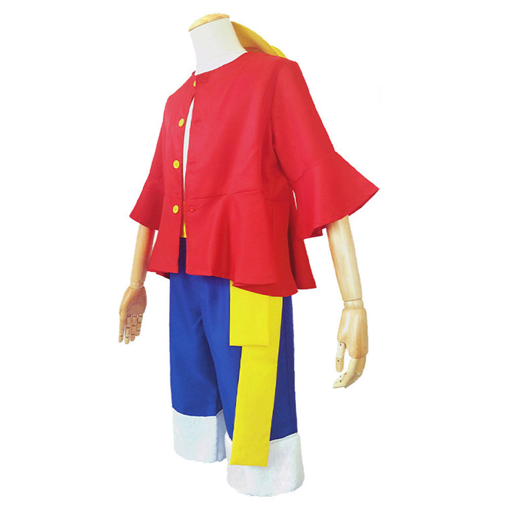 Anime One Piece Luffy Enfant Cosplay Costume Quatre Pièces