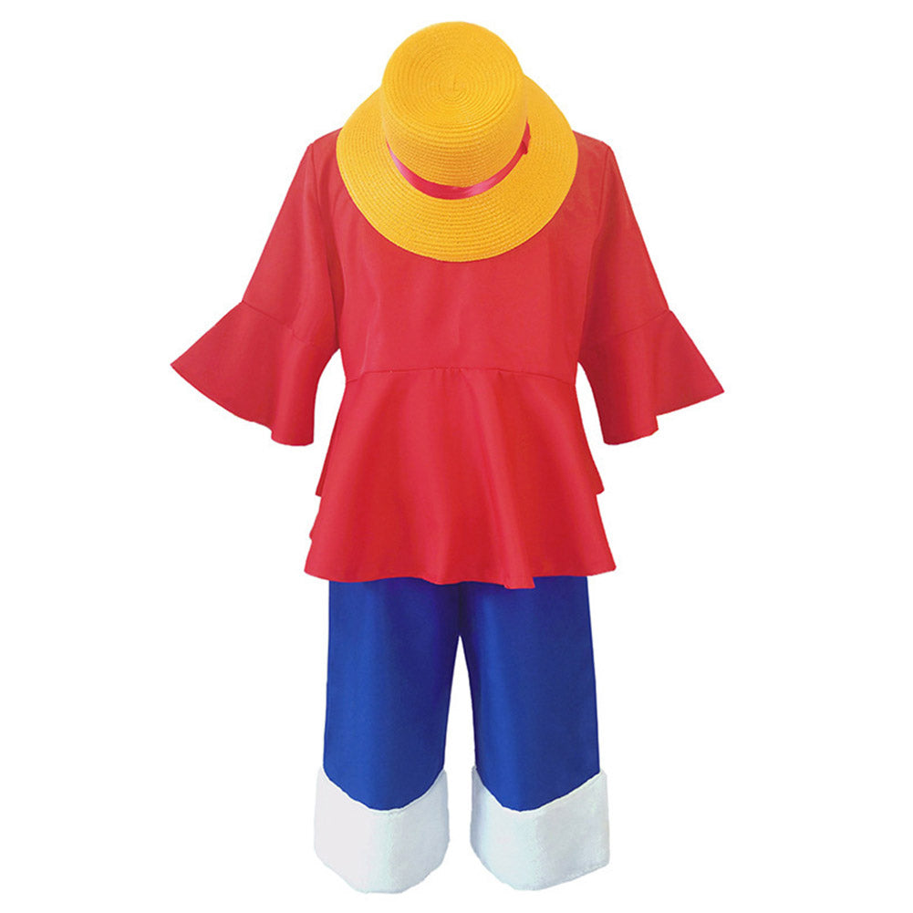 Anime One Piece Luffy Enfant Cosplay Costume Quatre Pièces