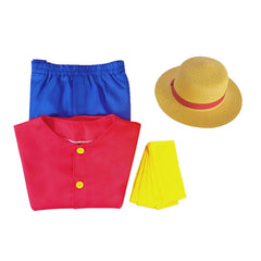 Anime One Piece Luffy Enfant Cosplay Costume Quatre Pièces