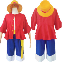 Anime One Piece Luffy Enfant Cosplay Costume Quatre Pièces