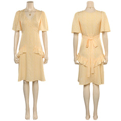 2023 Film Barbie Margot Robbie Barbie Robe Jaune avec Collier Cosplay Costume