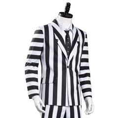 Beetlejuice Adam Rayures Noires et Blanches Halloween Carnaval Cosplay Costume