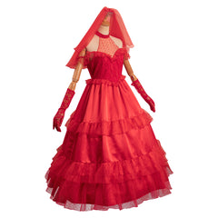 Beetlejuice Lydia Deetz Robe de Mariage Rouge Design Original Cosplay Costume