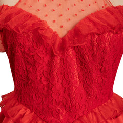 Beetlejuice Lydia Deetz Robe de Mariage Rouge Design Original Cosplay Costume