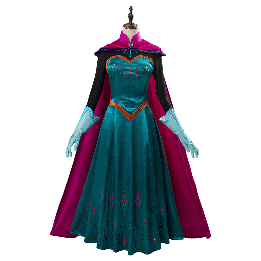 Halloween Femme Long Cap Et Ensemble de Robe Elsa Cosplay Princesse Robe  pour Adultes