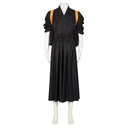Déguisement Haikyuu Karasuno High Kimono Costume Noir avec Bretelles Oranges