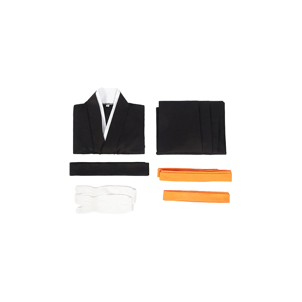 Déguisement Haikyuu Karasuno High Kimono Costume Noir avec Bretelles Oranges