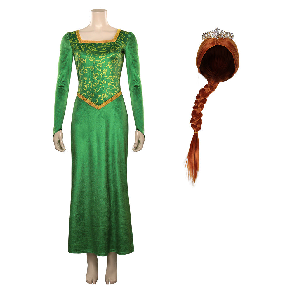 Film Shrek Princesse Fiona Robe+Perruque Cosplay Costume