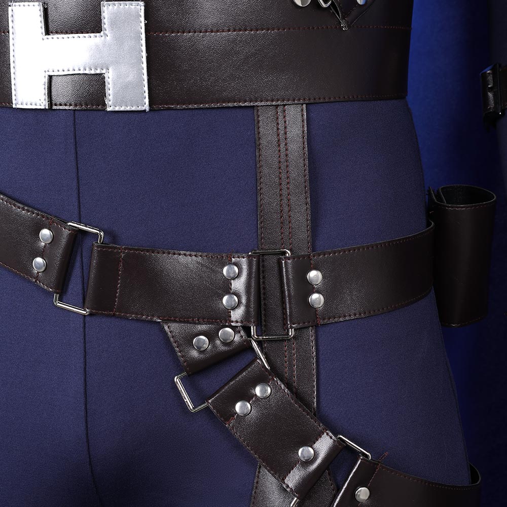 Final Fantasy VII: Rebirth Cloud Strife Tenue de Combat Bleu-noir Cosplay Costume