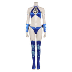 Jeu Mortal Kombat Kitana Maillot de Bain Bleu Cosplay Costume