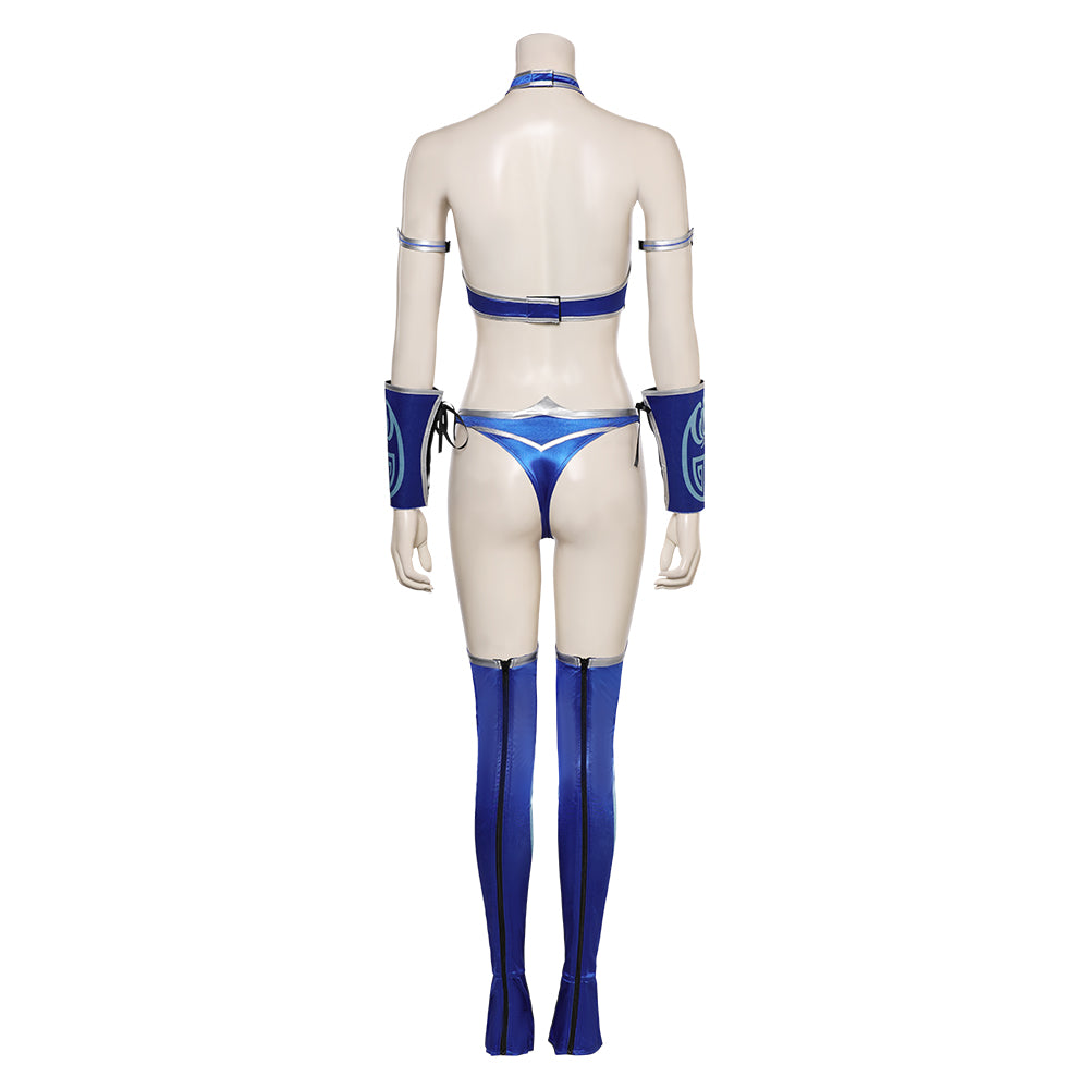 Jeu Mortal Kombat Kitana Maillot de Bain Bleu Cosplay Costume