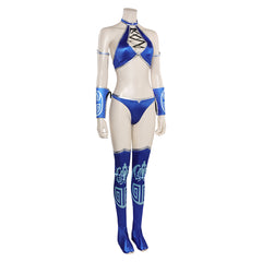 Jeu Mortal Kombat Kitana Maillot de Bain Bleu Cosplay Costume