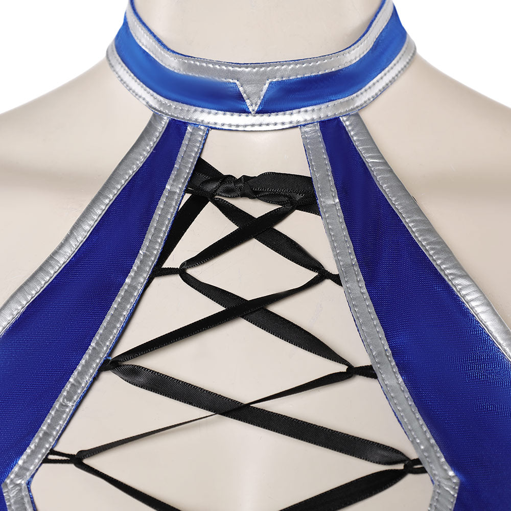 Jeu Mortal Kombat Kitana Maillot de Bain Bleu Cosplay Costume