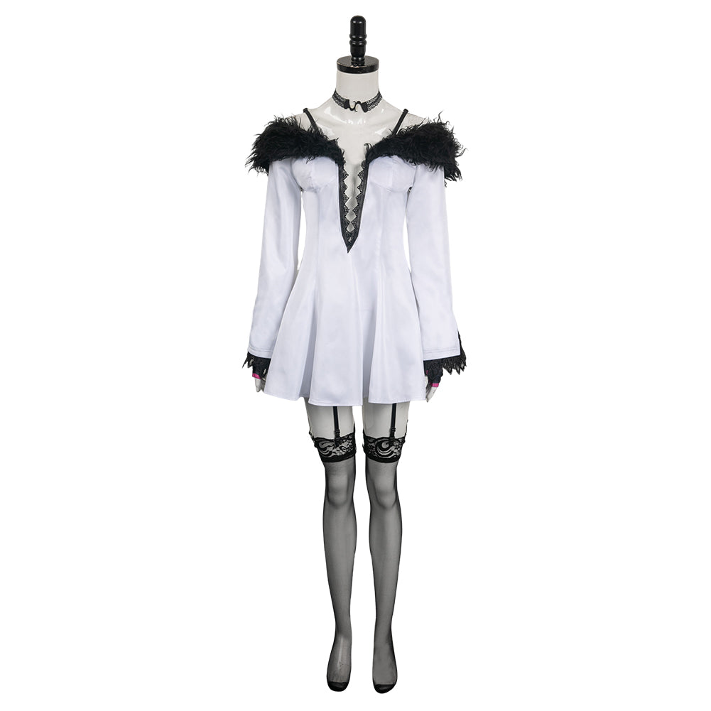 Jeu Tekken Lili Robe Blanche Cosplay Costume
