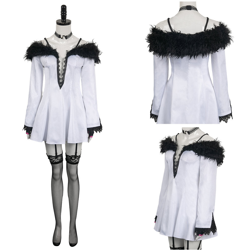 Jeu Tekken Lili Robe Blanche Cosplay Costume