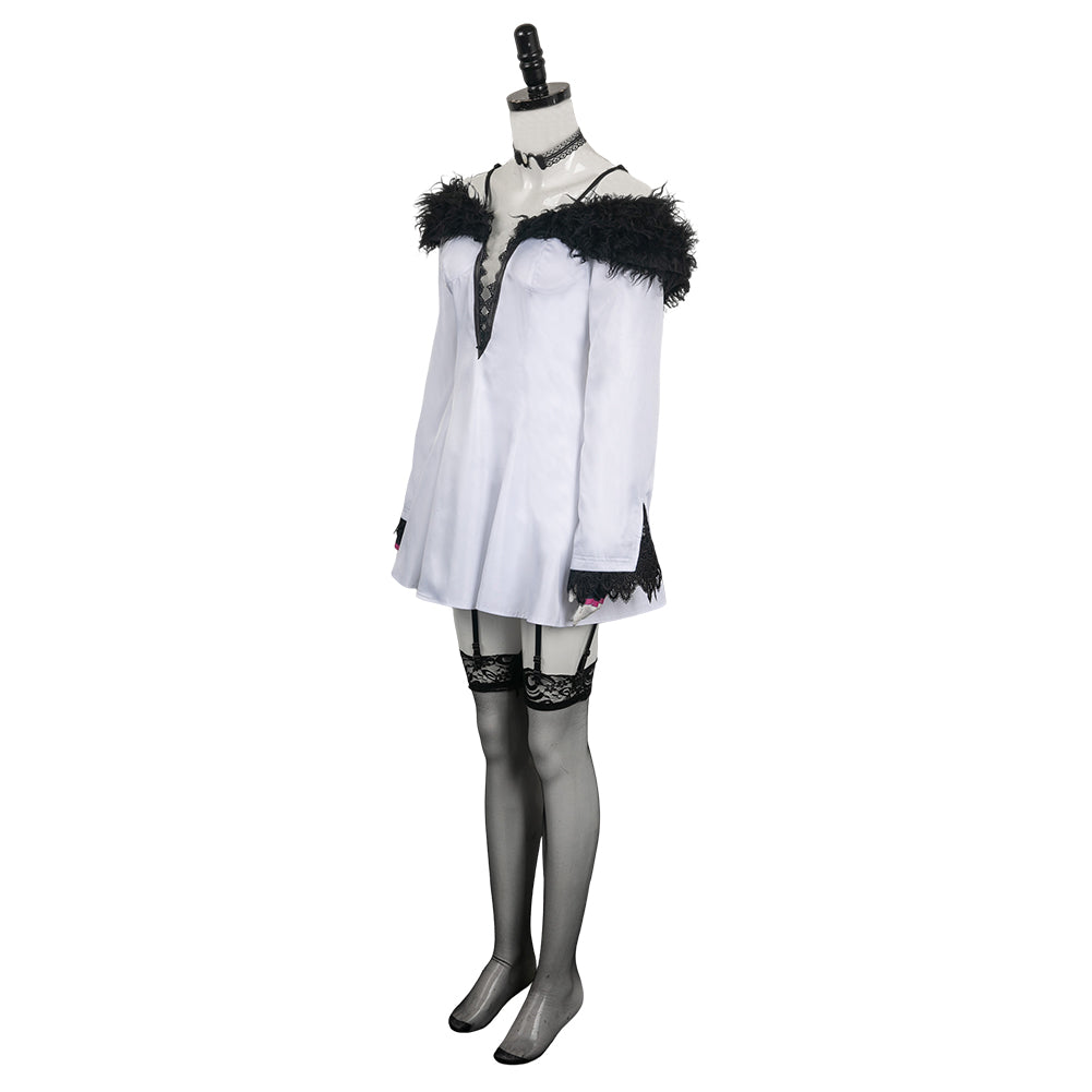 Jeu Tekken Lili Robe Blanche Cosplay Costume