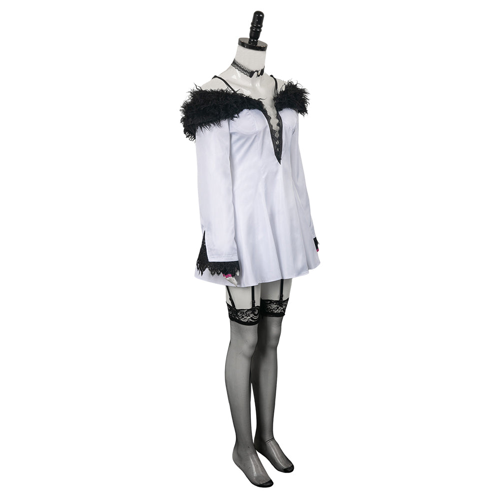Jeu Tekken Lili Robe Blanche Cosplay Costume
