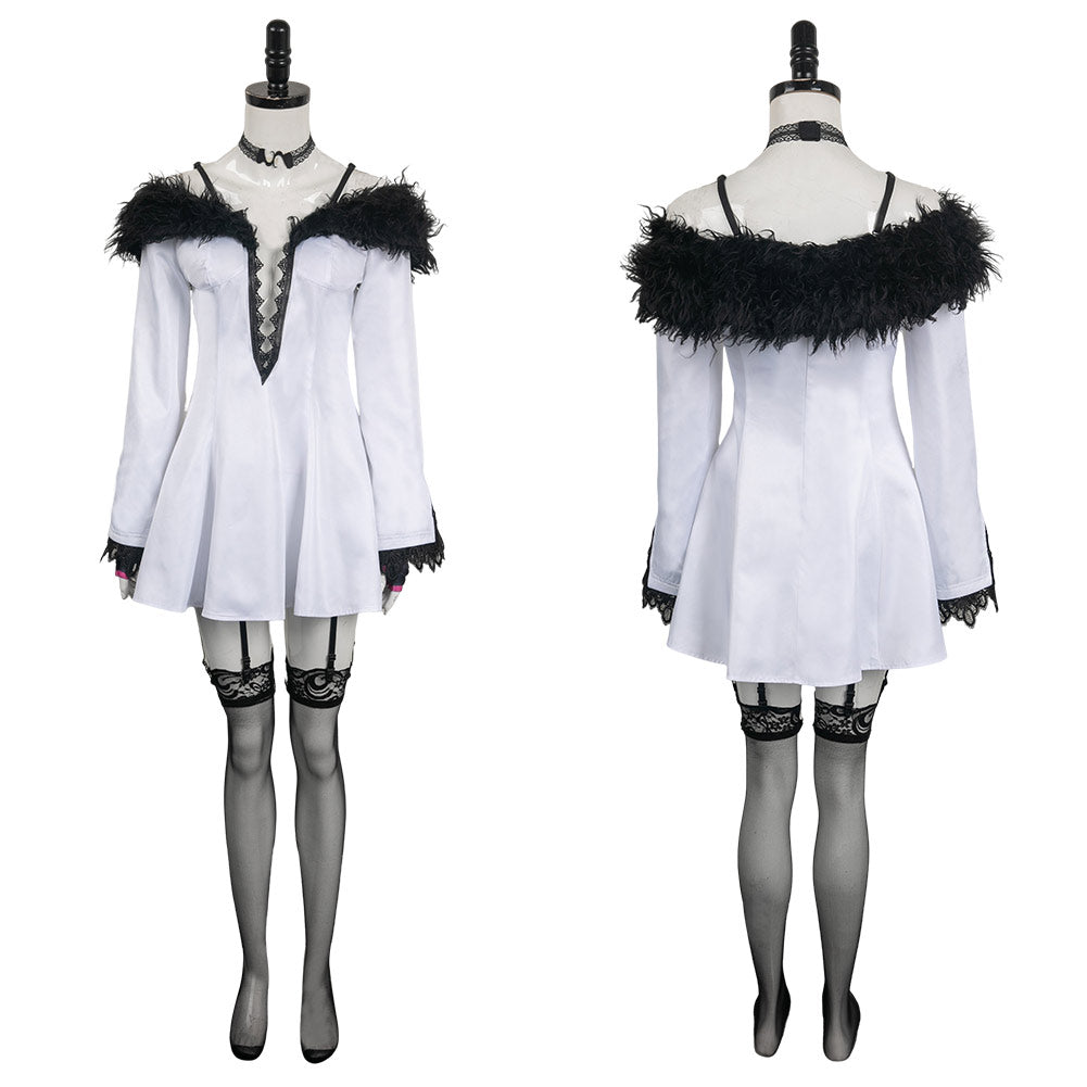 Jeu Tekken Lili Robe Blanche Cosplay Costume