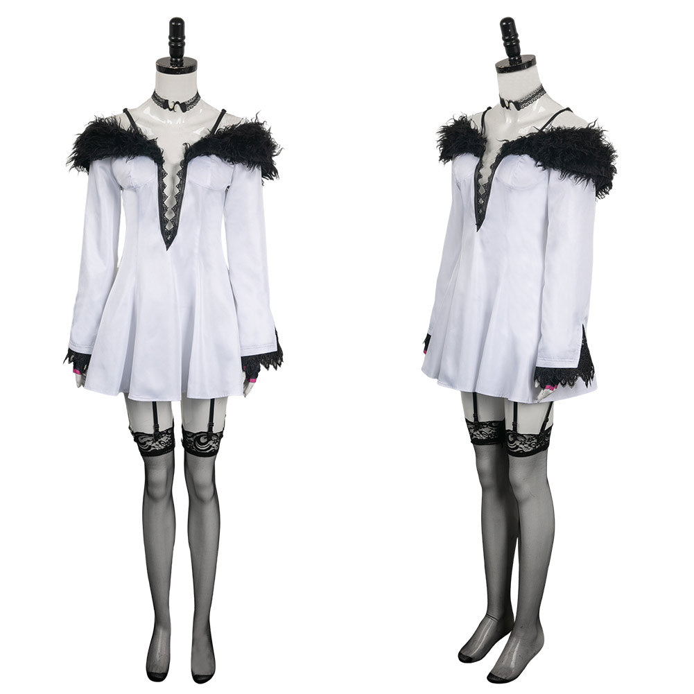 Jeu Tekken Lili Robe Blanche Cosplay Costume