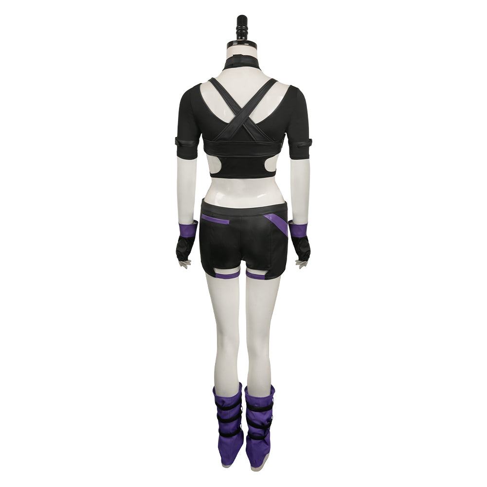 Jeu Vidéo Tekken Reina Tenue Noire Cosplay Costume