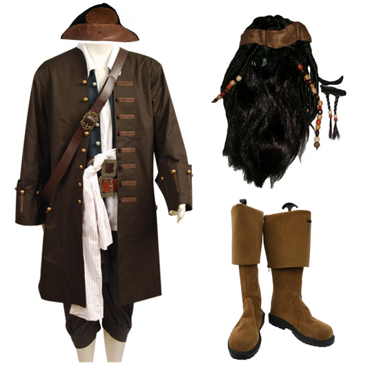 Pirates of the Caribbean Pirates des Caraïbes Jack Sparrow Uniforme Cosplay Costume