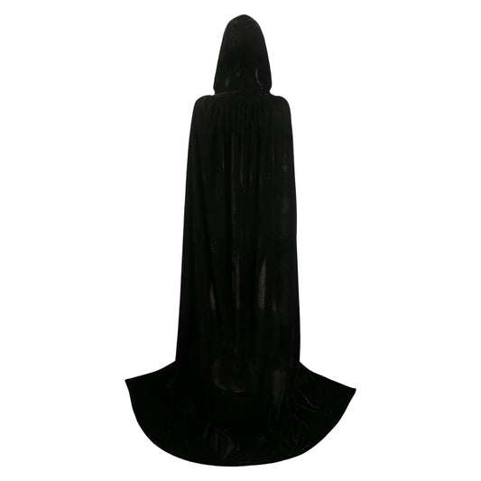 Femme Sorcière Cape à Capuche en Velours Noire/Verte Cosplay Costume