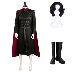 House of The Dragon Saison 2 Jacaerys Velaryon Tenue Noire Vintage Cosplay Costume Médiéval