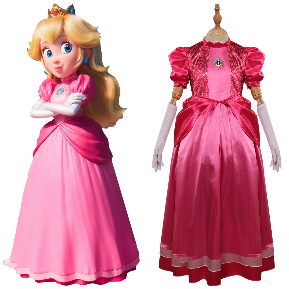 4-9 ans Enfants Filles Princesse Peach/super Mario Cosplay Party Costume  Robe Cadeaux