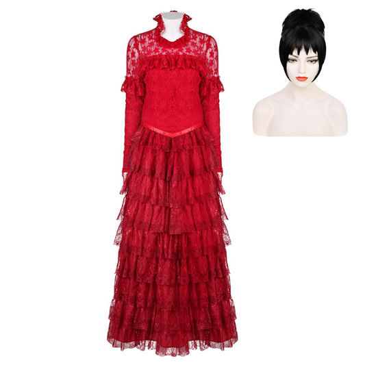 Beetlejuice 1988 Lydia Deetz Robe Rouge Cosplay Costume