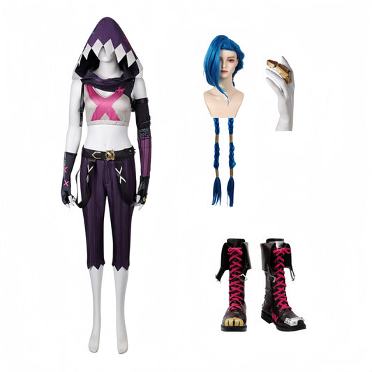 Arcane: League of Legends Saison 2(2024) Jinx Tenue avec Chapeau Cosplay Costume