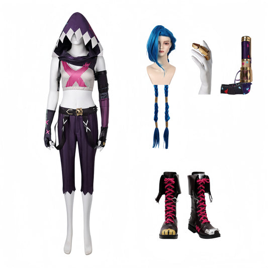 Arcane: League of Legends Saison 2(2024) Jinx Tenue avec Chapeau Cosplay Costume