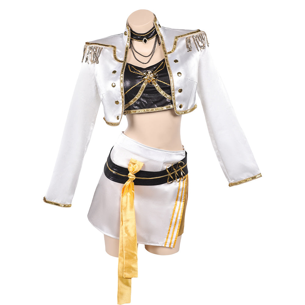 Femme Golden Tenue Noire et Blanche Cosplay Costume