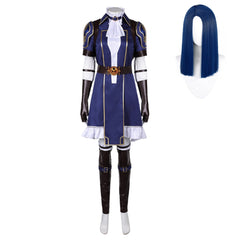 Arcane: League of Legends Saison 2(2024) Caitlyn Tenue Bleue à Manches Courtes Cosplay Costume