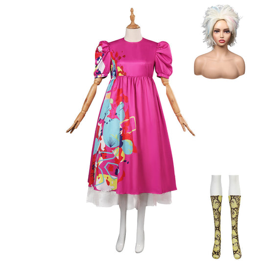 2023 Barbie Kate McKinnon Barbie Bizarre Robe Perruque Tenue Cosplay Costume