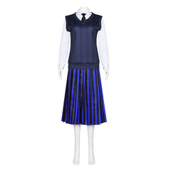 La Famille Addams 2(2025)Mercredi Uniforme Bleu/Noir Cosplay Costume