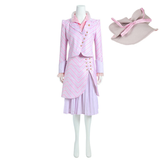Wicked(2024) Glinda Tenue Rose Rayée Cosplay Costume