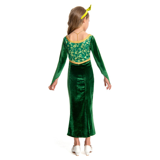 Enfant Shrek Princess Fiona Robe Verte Cosplay Costume