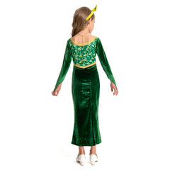 Enfant Shrek Princess Fiona Robe Verte Cosplay Costume
