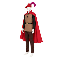 Cosplay Costume Prince Phillip La Belle au Bois Dormant(1959) Film Cosplay Tenue Rouge Homme