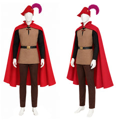 Cosplay Costume Prince Phillip La Belle au Bois Dormant(1959) Film Cosplay Tenue Rouge Homme