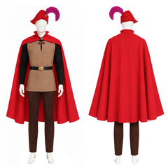 Cosplay Costume Prince Phillip La Belle au Bois Dormant(1959) Film Cosplay Tenue Rouge Homme