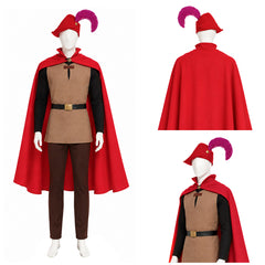 Cosplay Costume Prince Phillip La Belle au Bois Dormant(1959) Film Cosplay Tenue Rouge Homme